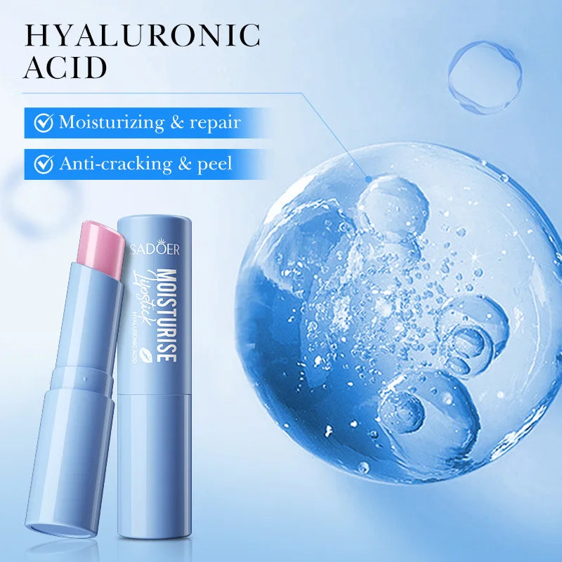 1/2/3pcs SADOER Hyaluronic Acid Lipstick Lips Skincare Nourishing Brightening Moisturizing Lip Balm Lips Skin Care Products