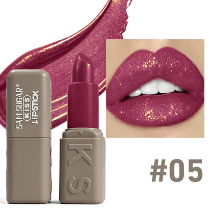 12 Colors Velvet Pearl Shimmer Lipstick, Metallic Sparkle Glitter Lip Makeup, Long Lasting Moisturizing Matte Lipstick