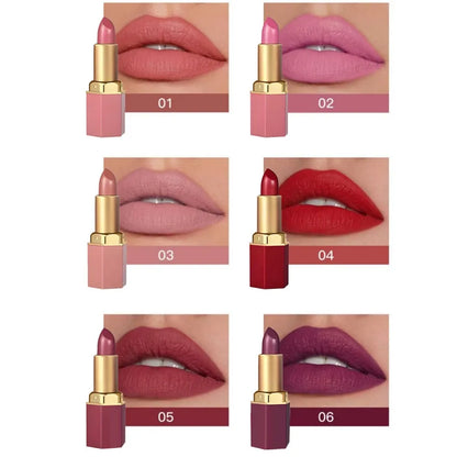6-Color Matte Lipstick Set, Non-Fading, Non-Stick Cup Long-Lasting Velvet Finish, Smooth Matte Lip Color Waterproof Smudge-proof - Kimlud