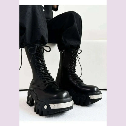 2025 Winter New Thick-soled High-top Locomotive Bulldozer Boots Men