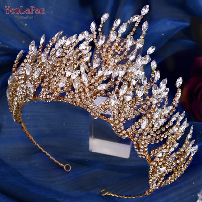 YouLaPan HP193P Wedding Headwear Necklace Earrings Jewelry Set Bride Headbands Rhinestone Headpiece Bridal Tiaras and Crowns