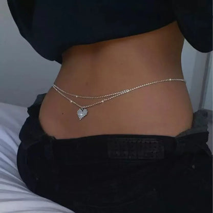 Luxury Rhinestone Double Chain Water Drop Waist Chains Body Jewelry for Women Crystal Body Belly Chain Body Decoration...