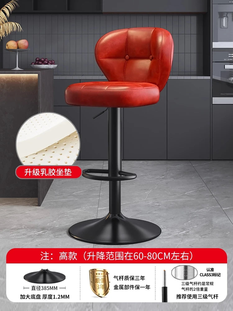 Leather Luxury Designer Bar Stools Minimalist Nordic Counter Gaming Bar Chairs With Back Comfortable Cadeira Trendy Furniture - Kimlud