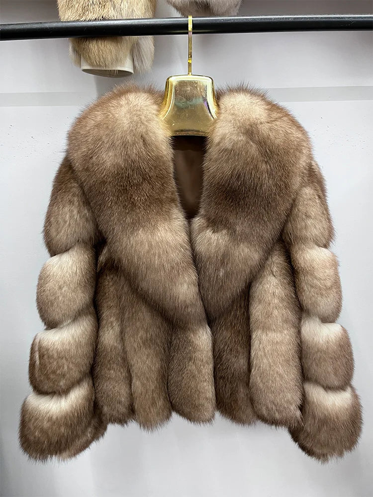 2026 New Women Real Fox Fur Coat Natural Fox Fur Jacket Luxury Fur Coat Mid-length High Quality Long Sleeve Outwear Hot Sale - Kimlud