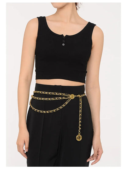 Metal Tassel Chain Waist Chain Belt For Women Temperament Retro Pendant Decoration Simple Durable Thin Belt | Kimlud Mid...