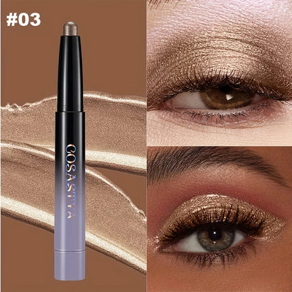 Brown Neutral Metal Eye Shadow Stick, Magic Color cream Shimmer Crayon, Eye Whitening Stick, Highlight Pen, Eyeliner Pen