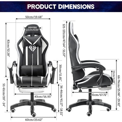 Ergonomic High Back Gaming Chair with LED RGB Lights, Massage, and Adjustable Footrest for Comfortable Video Gaming Experience