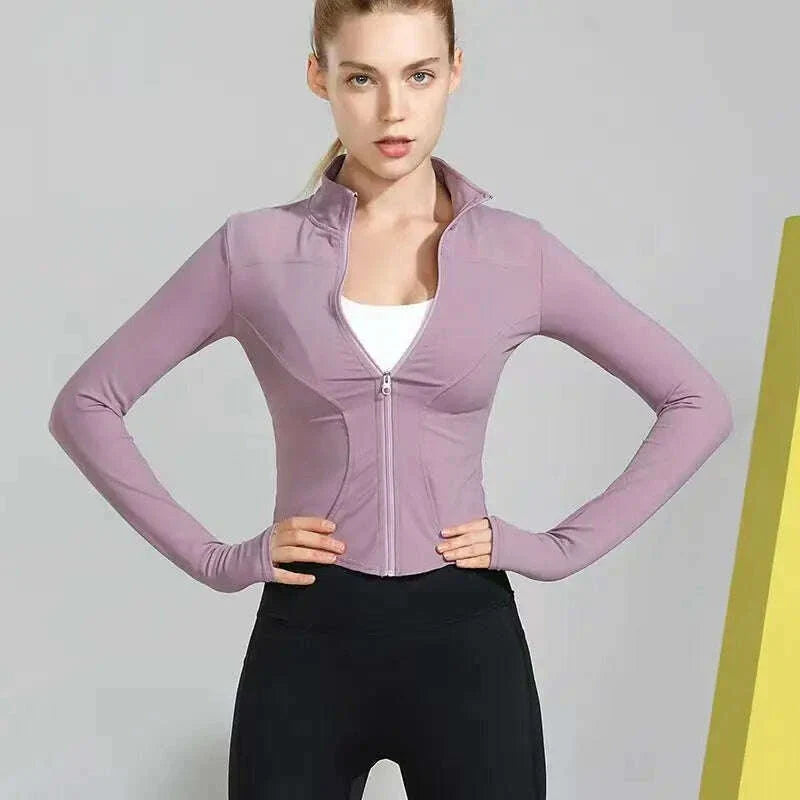 Long Sleeve Sports Jacket Women Zip Fitness Yoga Shirt Winter Warm Gym Top Activewear Running Coats Workout Clothes For Cycling