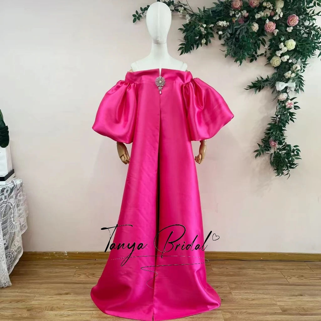 Mikado Satin Runway Show Coat ,Puffy Sleeves Long Women Evening Party Jacket,Fashion Long Cape Customize,Not Include Dress
