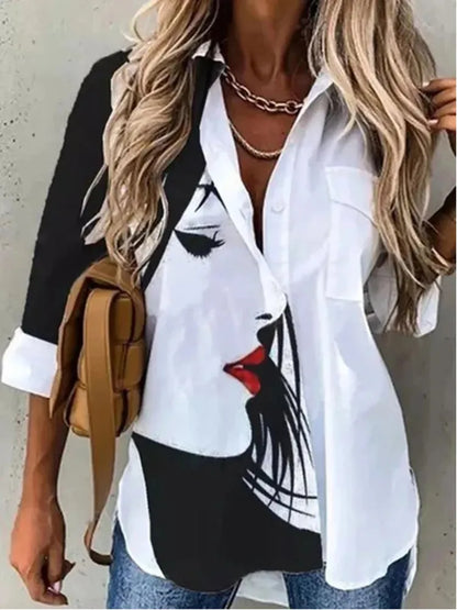 Summer Turn-Down Collar Women Blouse Long Sleeve Shirts Spring Vintage Floral Print Button Casual Blouse Blusas
