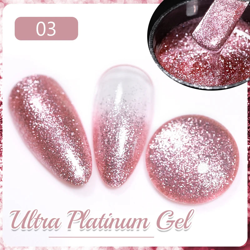 7.5ML Sparkling Reflective Glitter Gel Nail Polish Pink Purple Red Blue Colors Dark Flashing Nail Gel Soak Off UV Nail Varnish