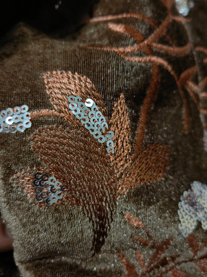 Golden Velvet Sequins Windbreaker Coat Autumn/Winter New English style Luxury Sequin Embroidered Women's Coat