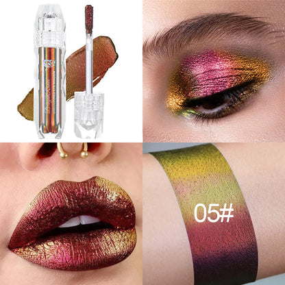 Chameleon Metal Lip Gloss Liquid Lipstick Brightening Long-Lasting Lip Gloss Multi-Color Long-Lasting Moisturizing Non-Stick Cup