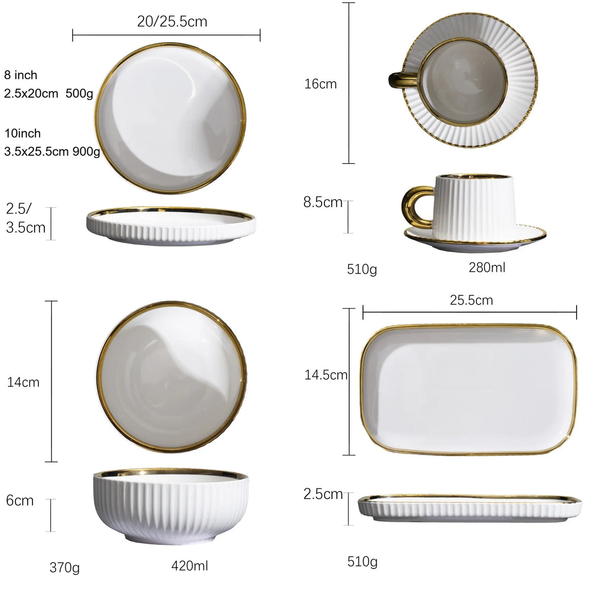32pcs/set under glazed ceramic dinner set plate bowl cup saucer set with gold trim for 6 people | Kimlud Luxury Rug