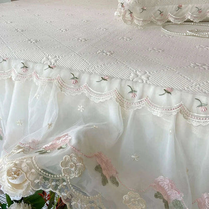 2025 Summer Cool Bed Skirt Sheet Princess Bed Skirt Mattress Ruffled Lace Bedsheet Not Stuffy With Pillowcases Twin Queen Size