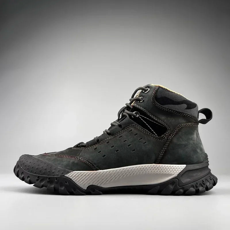 Men Shoes New Cow Leather High Tops Sport Hiking Shoes Outdoor Sneakers Skidproof Cow Leather Climbing Boots