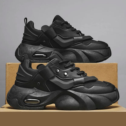 Men's Thick-soled Height-increasing Casual Sports Shoes, Low-top Lace-up Style, Wear-resistant Sole, Comfortable and Anti-slip,