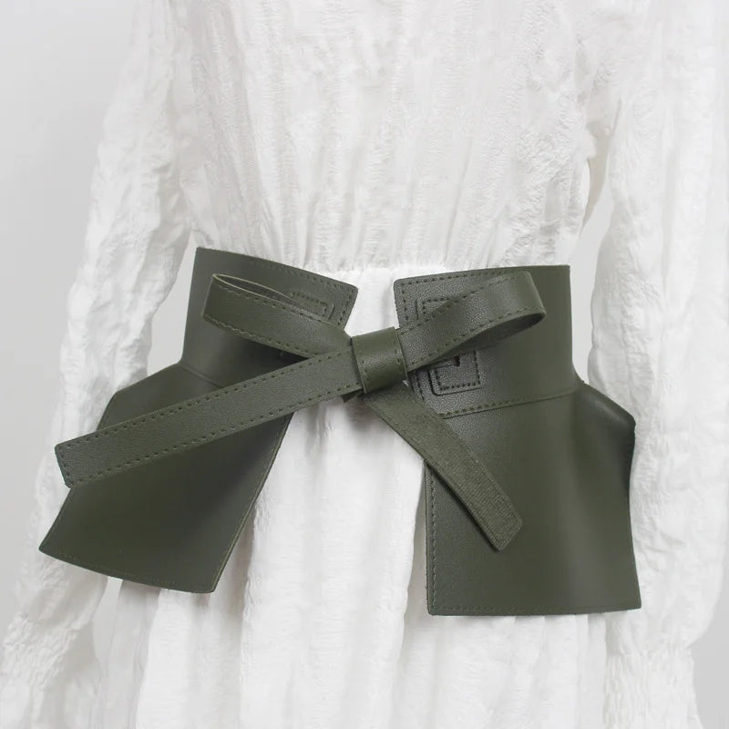 New Style Knot Wide Waistband Lace Up Bowknot Belt For Women Skirt Fashionable Decoration Tie Up Waist Versatile Accessory Belt