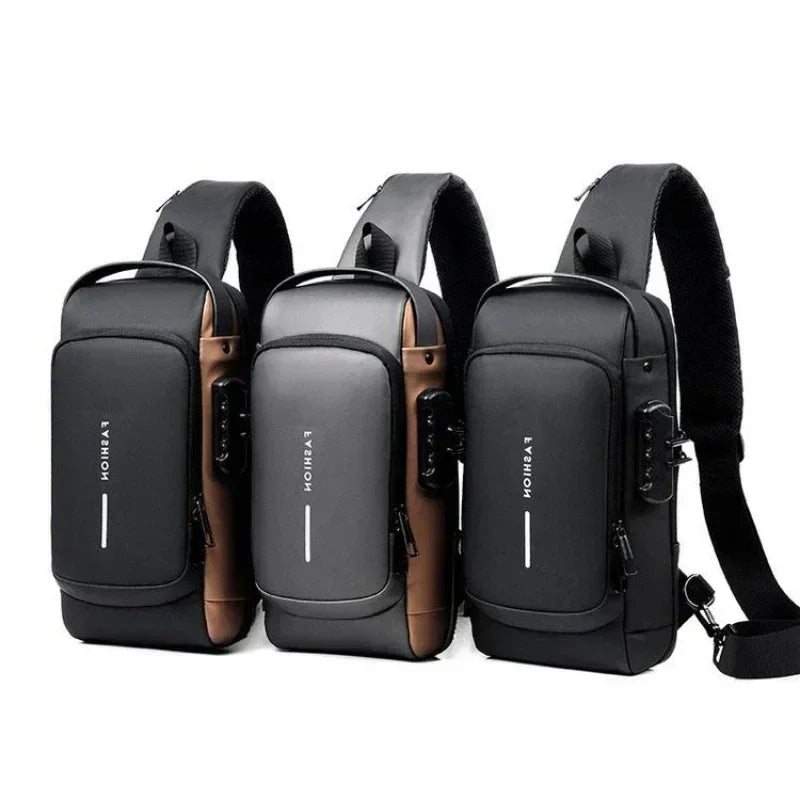 Men Anti Theft Chest Bag Shoulder Bags USB Charging Crossbody Package School Short Trip Messengers Bags Men's Oxford Sling Pack - Kimlud