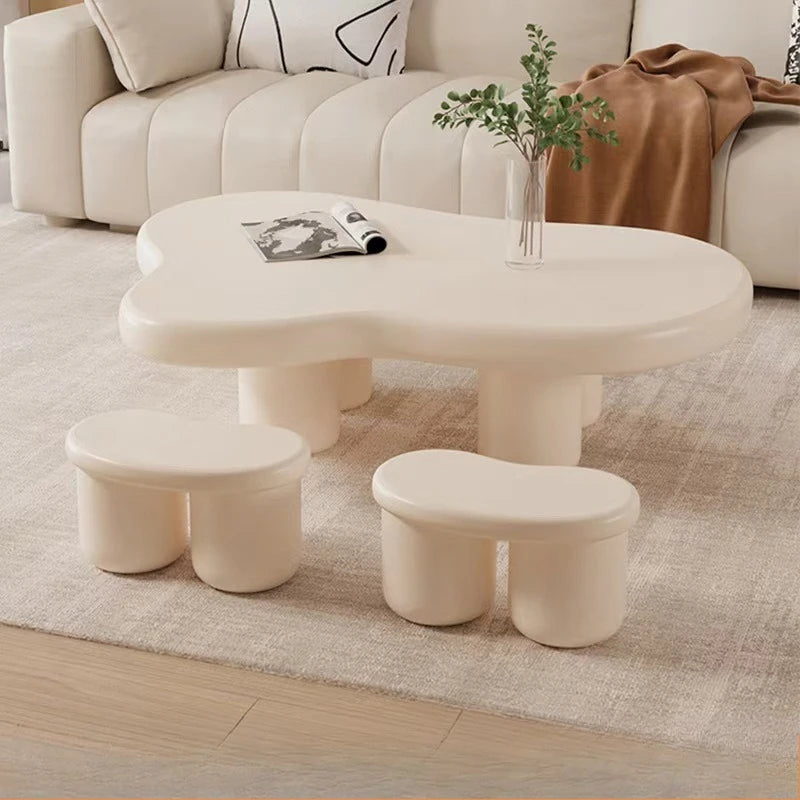 Cream Simple Modern Tea Coffee Table Clouds Tea Table House Lonely Wind Nordic Home Living Room Small Apartment Shaped Furniture - Kimlud