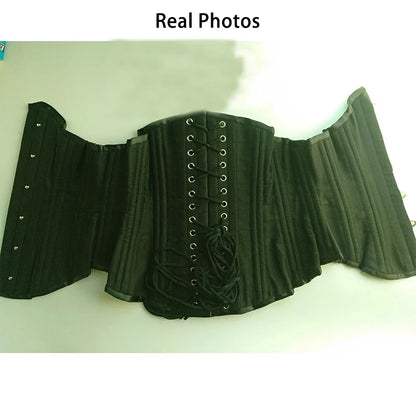Women Corset Bustier Underbust Wasit Trainer Shapwear Lace Up Double Steel Boned Cotton Lengthened Bodice Control Girdle...