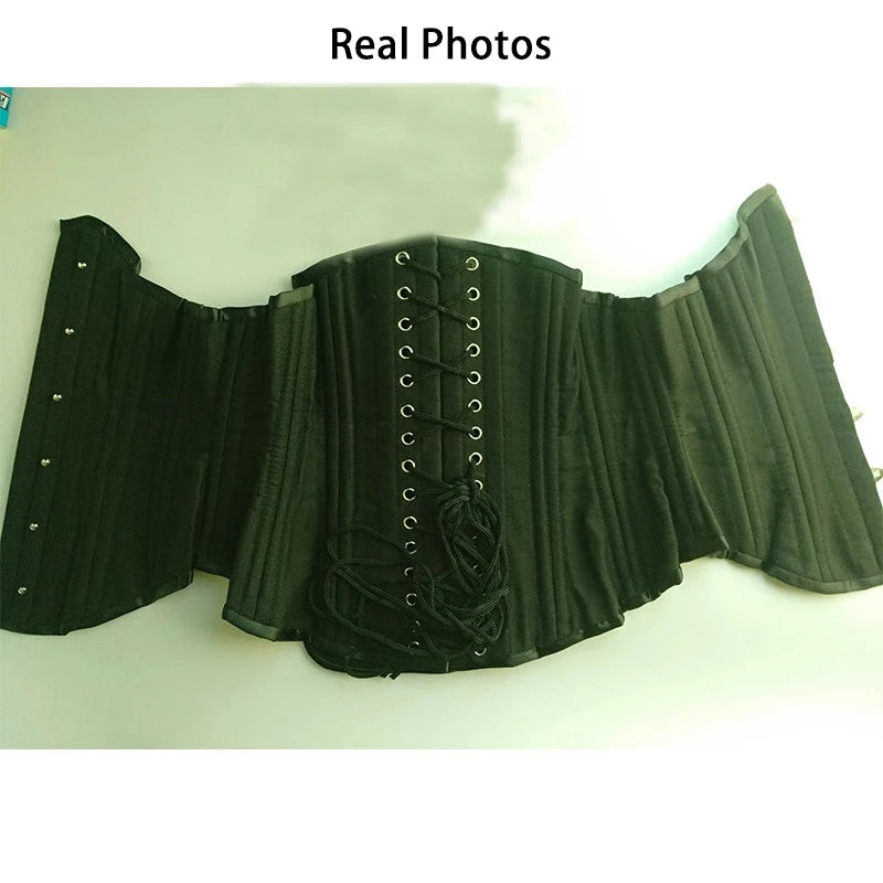 Women Corset Bustier Underbust Wasit Trainer Shapwear Lace Up Double Steel Boned Cotton Lengthened Bodice Control Girdle...