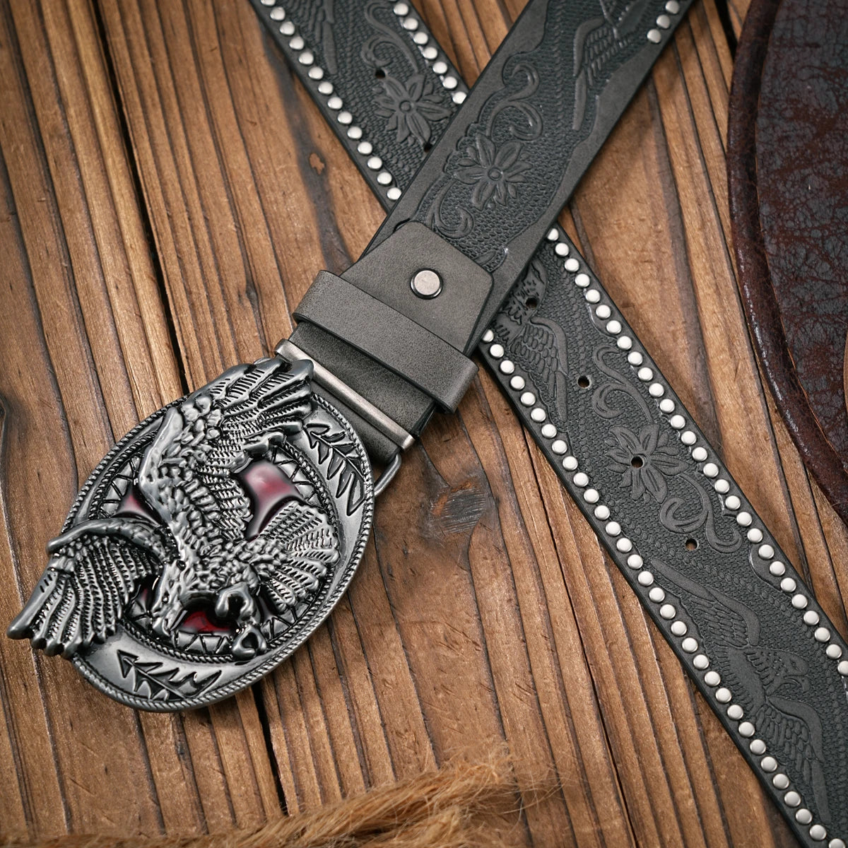 Men - Women - Western Denim - pu leather - Belt - Vintage jeans with needle buckle brown belt | Kimlud Mid Range Pants