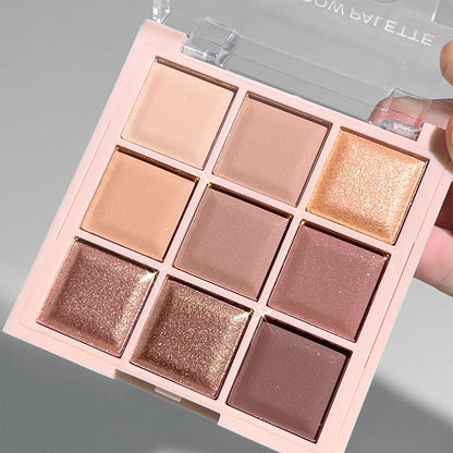 JUJU DREAM 9-Color Eyeshadow Palette, Matte & Shimmer Finish, Soft Milk Tea Tones, Compact & Easy for Daily Student Makeup