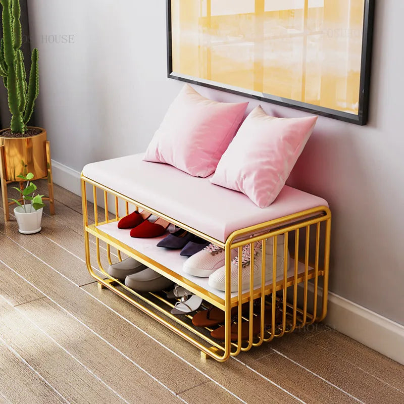 Minimalist Homestay Shoe Changing Stool Nordic Bedroom Long Ottoman Villa Storage Shoe Stools Home Furniture Hallway Porch Bench - Kimlud