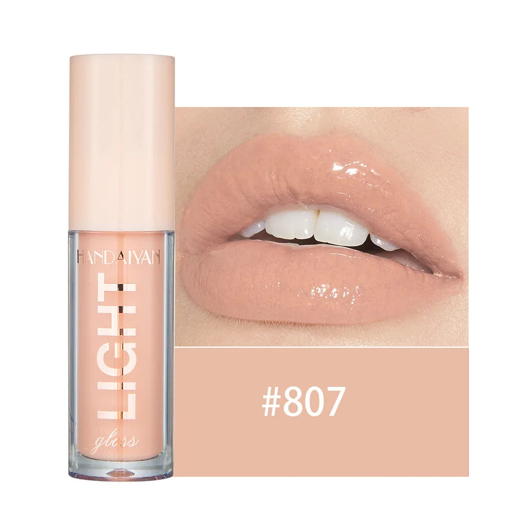 Handaiyan Lip Gloss Transparent Plump Glitter Jelly Mirror Lipstick Liquid Waterproof Moisturize Oil Lipgloss Clear Makeup
