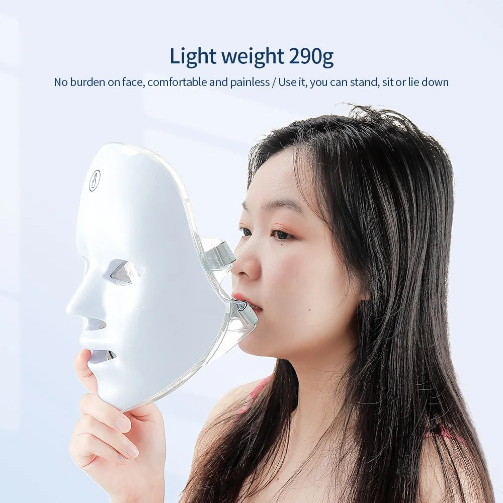 Wireless 7 Colors LED Face Beauty Machine Photon Facial Neck Skin Tighten Rejuvenation Facial Neck Mask