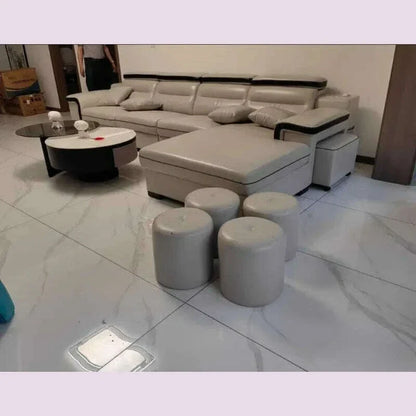 Large Apartment Chaise Leather Sofa Combination Set Modern Light Luxury Living Room Sofas Creative Office Comfortable Large Sofa