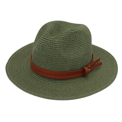 Summer Straw Sun Hat Panama Hats Grass Knitted Gift Hat Breathable Leisure Jazz Hat European American Style Straw Hat Beach Caps - Kimlud