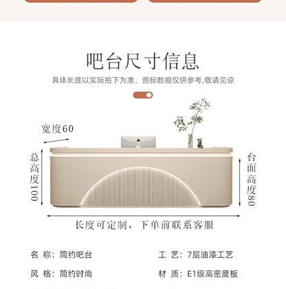Unique White Reception Desks Organizers Display Drawer Led Lights Reception Desks Aesthetic Modern Bureau Commercial Furniture - Kimlud