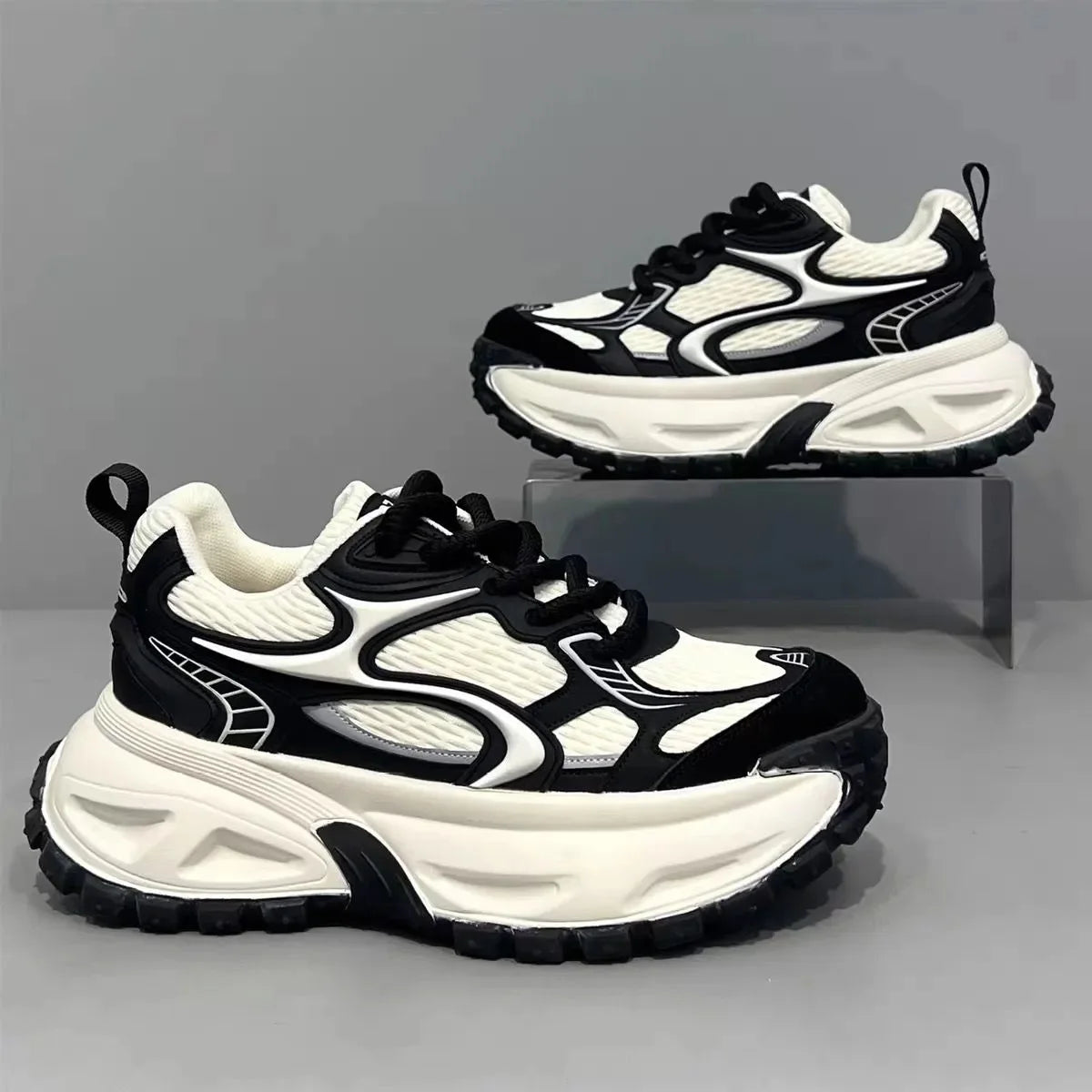Casual Style Breathable Sporty Men's Shoes Thick Bottom Versatile High-End Lightweight Fashionable Dad Shoes Comfortable Wear - Kimlud