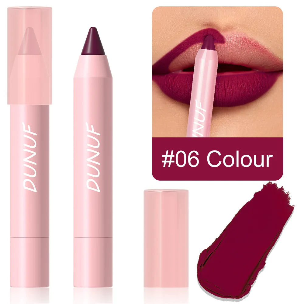 18-Colors Lipstick Pencil Waterproof Sexy Red Matte Contour Tint Lipstick Lasting Non-stick Cup Lipliner Pen Lip Makeup...