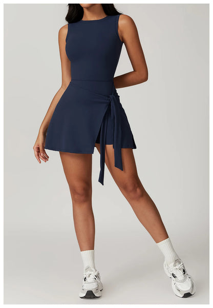 Romper Backless Set Gym Sports Fitness Bodysuit Siamese Sportswear Women Clothes Jumpsuit Skirt One-piece Playsuit Yoga Suit - Kimlud