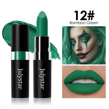 12 Colors Waterproof Blue Matte Lipstick Makeup Green Black Lipstick Long-lasting Purple Lip Stick Halloween Cosmetics for Women