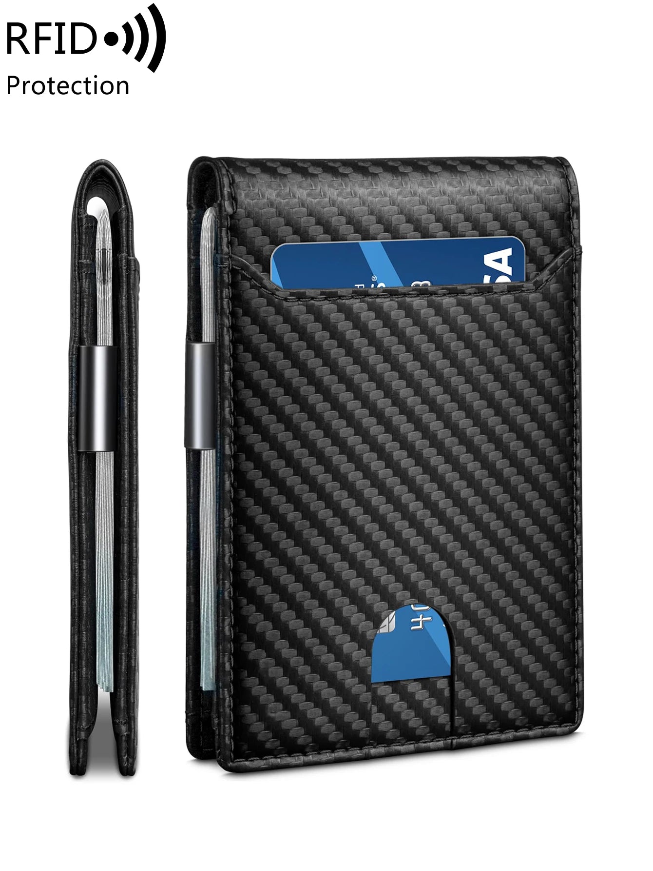 Minimalist men's wallet multifunctional RFID blocking front pocket portable card holder solid color large capacity 11 cardwallet