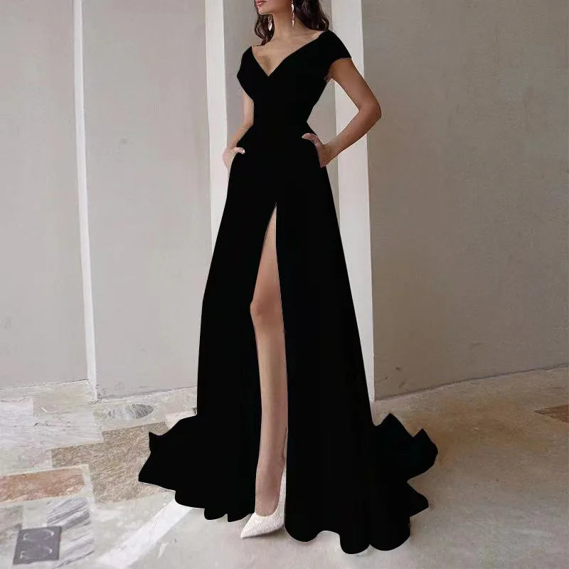 WEIN White Dress Women Evening Summer Sleeveless V Neck Sexy Split Maxi Long Elegant Party Womens White Dresses Black...