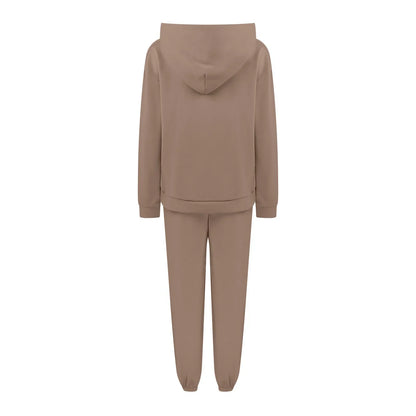 Women's Tracksuit Casual Solid Long Sleeve Hooded Sport Suits Autumn Warm Hoodie Sweatshirts and Long Pant Fleece Two Piece Sets