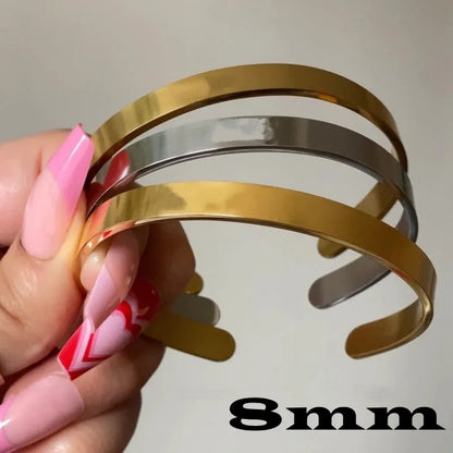 18k Custom Engraved Bracelet Numeral Name Message Bangle Titanium Steel Gold Silver Adjustable Women's Cuff Mother's Day Gift