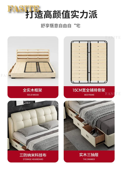 Premium High-quality New Arrival Technology Fabric Bed Small Unit, Master Bedroom, Large Bed, Light Luxury Nordic Fabric Bed