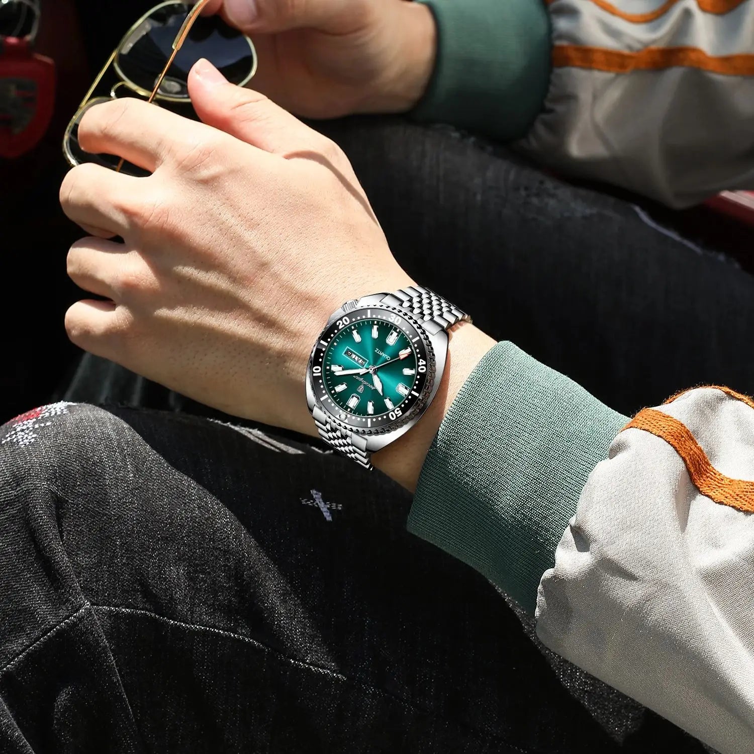 POEDAGAR Luxury Business Men Watch Date Week Waterproof Luminous Man Wristwatch Sport Stainless Steel Quartz Men's Watches Reloj