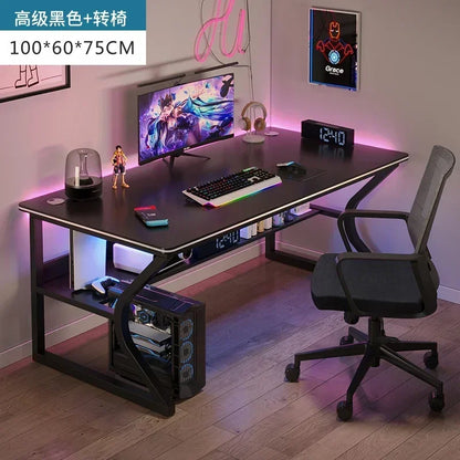 Simple Desktop Computer Desks Home Bedroom Workbench Gaming Tables Office Furniture Student Study Writing Desk and Chair Set E C