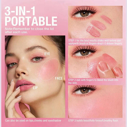 Jelly Cheek Blush Tint 3-in-1 Moisturized Blusher Sticker Water Long Lasting Brighten Matte Facial Contour Rouge Makeup