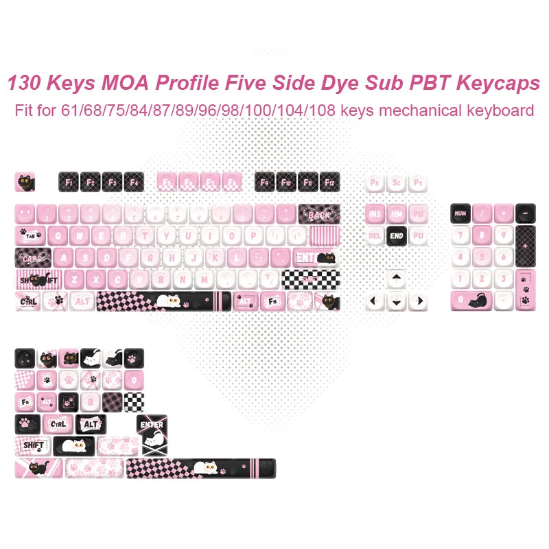 125 Keys Milky Way White Dye-Sublimation Keyboard Keycaps MOA Profile Cute PBT Key cap for Cherry MX Switches Gaming Keyboard