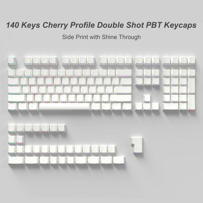 135 Keys Gradient Green Shine Through Keycaps Side Printed PBT Double Shot Keycaps OEM Profile for MX Switches Gaming Keyboards