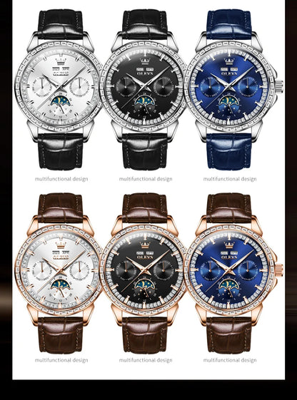 OLEVS 6695 Luxury Man Watch Original Brand Diamond Bezel Moon Phase Waterproof Glow Automatic Mechanical Wrist Watches...