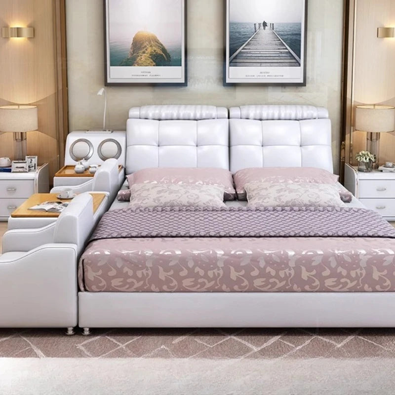 Upholstered Fancy Bed Cabinets Double Reading Frame Dressers Smart Bed Lounge Headboards Mobili Per La Casa Rome...